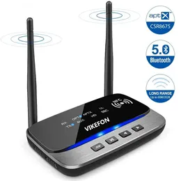 Konektörler Bluetooth 5.0 Verici Alıcı RCA Kablosuz Ses Adaptörü NFC APTX HD APTX TV PC Otomobil Müziği için 262ft Uzun Aralık