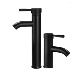 Bathroom Sink Faucets Basin Stainless Steel Cold Water Mixer Tap Single Handle Lavatory Faucet Black Anti-splash For Kitchen