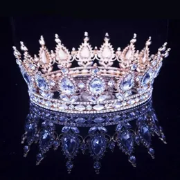 Başlıklar Vintage Barok Kraliçe Kral Gelin Taç Taç Kadın Headdress Prom Gelin Düğün Tiaras ve Taç Gelin Saç Takı Accessor