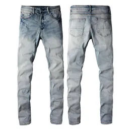 Mens Designer Pants Purple Jeans Amris 6602 Trendy High Street Jeans i Light Blue Men's Jeans Korean Edition