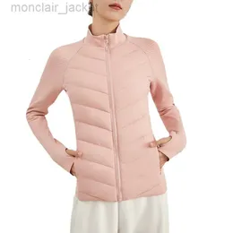 24SS Desginer Al Yoga Aloyoga Jacke Aloos Daunenjacke Damen Winter Outdoor Sport Hochwertiges Gänsedaunenoberteil Leichte und kurze Slim-Fit-Jacke