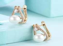 Stud Pearl Zircon Waterdrop Kolczyki Złote srebrne wylewane dla kobiet Earing Biżuteria Kolczyka Pełne kryształowe kolczyki Kolczyki67187275662942