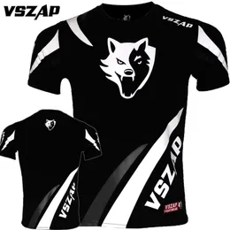 VSZAP Langya Cotton Short-Sleeved Sanda T-Shirt Club Fiess Clothing Muay Thai Training MMA Fighting Sports Runner