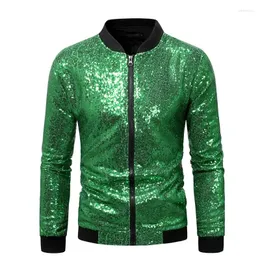 Men's Jackets Mens Black Sequin Varsity And Coats 2024 Shinny Glitter Nightclub Disco DJ Prom Jacket Bomber Male