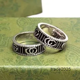 Designer Ring 2024 New Vintage Stripe Men's and Women's Couple 925 Silver Fashion Birthday Gift