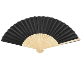 الحزب لصالح Black Silk Hand Fan Bamboo Ribs Hold Personal013290344