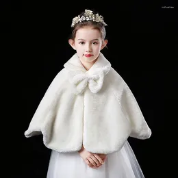 Giacche Mantello bianco Scialle antivento per bambini Ragazza Principessa Addensare Peluche Mantello caldo Matrimonio Festa di compleanno Cappotto Avvolge Raccolto per bambini