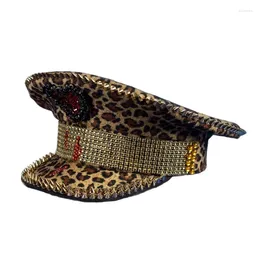 Berets Bridal Leopard Hat Captain Navy Marine Cosplay Party