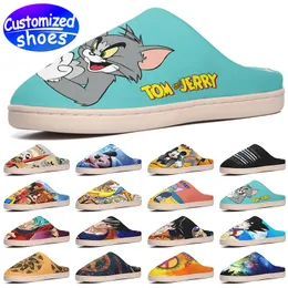 Обувь по индивидуальному заказу Тапочки по индивидуальному заказу Tom and Jerry Dragon Heroes Mouse плюшевые сандалии Babouche с мультяшным узором мужская женская обувь белая мультяшная большая размер eur 34-49