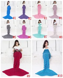 Mermaid Fishtail Blanket Warm Knit Crochet Adult Blankets For Sofa Study Living Room Picnic Travel Mermaid Sleeping Bag 10styles R8639046