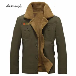 DIMUSI Jaqueta de inverno masculina de lã militar, casacos quentes com gola de pele, jaqueta tática do exército, roupas masculinas 240106