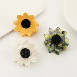 Fermagli per capelli Trendy a forma di girasole 6,4 cm Dimensioni Giallo Iridescente Colore bianco Acetato Denti in metallo Clip per artiglio Dorp all'ingrosso