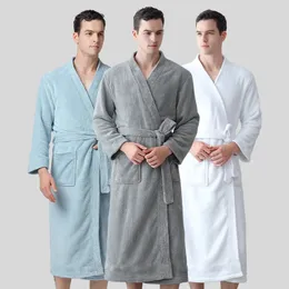 Baldauren masculino coral velo absorvente el mesmo estilo camisola roupão pijamas quimono robe outono inverno estilo 240108