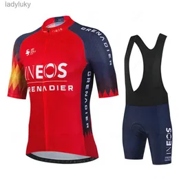 Radfahren Jersey Sets Ineos Bicicleta 2023 Kurzarm Fahrrad Kleidung Männer Bike Trägerhose Kleidung Radfahren Jersey Sets Maillot Ropa Ciclismo hombreL240108