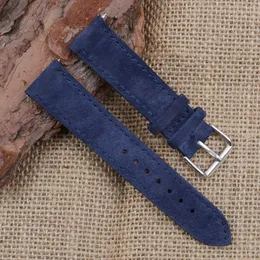 حزام ساعة من جلد الغزال 18 19 20 21 22mm Watchband Tan Blue Brown Brown Genuine Leather Excessories مريحة لارتداء #D 240106