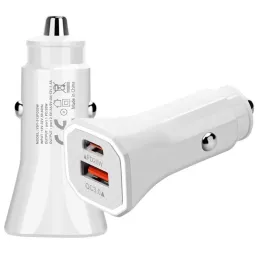 Dual Ports Car Charger Quick Charge USB C 38W Type C PD Fast USB Chargers For iPhone Xiaomi huawei Samsung Cell Phone Chargers with box ZZ
