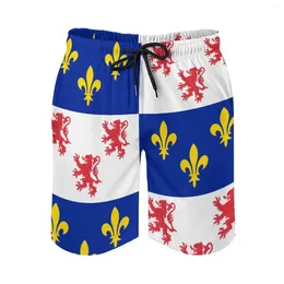 Shorts masculinos anime bandeira de praia de picardie estiramento solto causal único masculino correndo cordão ajustável respirável rápido d