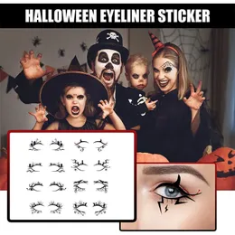 8/4 PCS Halloween Party Eyeliner Sticker Face Tattoo Laces Makeup Sticker Spider Cobweb Bat Festival Cosmetics Mönster Partihandel 240108