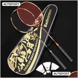 Badminton Rackets Alp Rlf 1 Pair U 72G Fl Carbon Fiber Tralight Racket With Installed String Professional Offensive Type Drop Delivery Otbjm