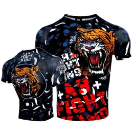 MMA Quick-dry Sports Jujitsu Tights Fiess Leisure T-shirt Fight Muay Thai Set Fighting Short-sleeved Tiger