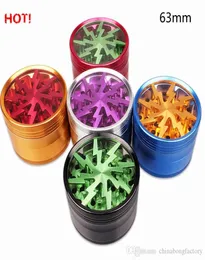 Tobacco Herb Lighting Grinder 4 piece 50mm 55mm 63mm Smoking Set aluminum alloy pollen press catcher metal grinders With Clear WIN4789597