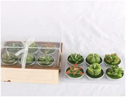 6 Stück Sukkulenten-Kaktus-Kerze, rauchfreie Duftkerze, Kaktus-Kerze, Geburtstag, rauchfrei, kreative Kunst, Wachs, 7076501