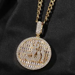 2024 Nowy gorący sprzedaż hip -hop rock z cyrkonem Symbol wisior z prawdziwym złotym trendem Dalej biżuterii dla mężczyzn