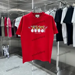 Xinxinbuy 2024 Erkekler Tasarımcı Tee T Shirt İtalya Paris Ejderha Renkli Mektup Baskı Kadınlar Siyah Beyaz Kırmızı Sarı Mavi XS-3XL