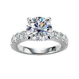 Anéis de noivado moissanite de alta qualidade, cor d 3.5 ct, ouro 18k, prata esterlina s925, anel de casamento, joias femininas