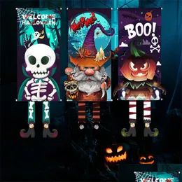 Outros suprimentos de festa festiva Halloween porta sinal decorações bruxa pernas chapéu frente pendurado queda arte ornamento para decoração de quarto de casa dr dh7ng