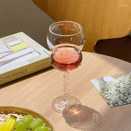 Bicchieri da vino 280 ml 9 once Coppa rossa Calice in vetro goffrato colorato vintage Regali adorabili trasparenti creativi 1 pezzo