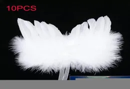 10pcs عيد الميلاد decroations Angel Ring Wings Hanging Props White Plush Feather Ornament Decord4423351