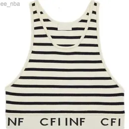 디자이너 T 셔츠 여성 New Sports Tank Top Women 's Spring/Summer New Stripe U 자형 니트 스트라이프 탱크 탑 짧은 니트 스트랩 탑