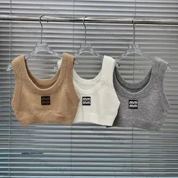 Women Designer Tank Tops Sweater Slim Fit Letter Crew Neck Pullover Knickad Vest Sleeveless Tops
