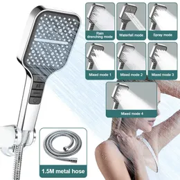 Högtryck Duschhuvud 7 Lägen Rainfall Vattenbesparande Handhållen Spray Munstycke Massage för badrum Tillgänglig 240108