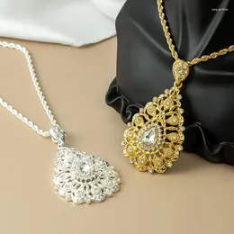 Collane con ciondolo Marocco Goccia d'acqua alla moda con strass con catena a scorrimento Collana da donna placcata in oro Gioielli da sposa etnici Regali nuziali