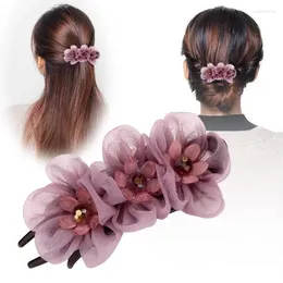 Fermagli per capelli moda filato di seta fiore accessori per tornanti per le donne retrò elegante clip a becco d'anatra copricapo mamma gioielli tiara regalo di festa