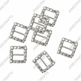 15mm 30st Square Rhinestone Buckle Invitation Ribbon Slider för bröllopsförsörjning Silver Color Rhinestone Bikini Connectors3216