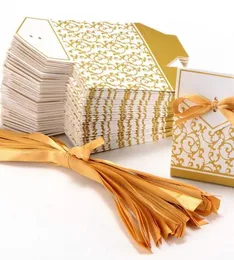 حفلات الحفلات الجديدة 10pcs الإبداعية Golden Silver Ribbon Wedding Favors Party Gift Paper Paper Box Cookie Candy Gift Age PA6266191