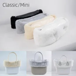 Autumn winter obag Faux Rex Rabbit fur zipper up furry Trim Inner pocket for Classic Mini O bag Accesorios 240108