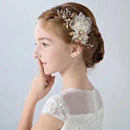 Hårklipp Vita blommor hårnålar eleganta rena blommiga smycken kvinnor tillbehör bijoux legering blad utsökta huvudstycken Barrettes