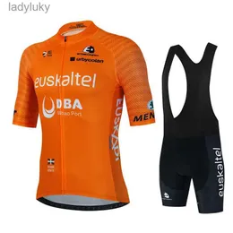 사이클링 저지 세트 2023 Euskaltel Euskadi Cycling Jersey 세트 여름 자전거 의류 남성 키트로드 자전