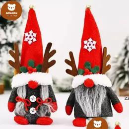 Christmas Decorations Gnomes Christmas Decor Creative Antlers Dwarf Ornaments Swedish Gnome Xmas Faceless Forest Old Man Gifts Re Drop Dh4Ku