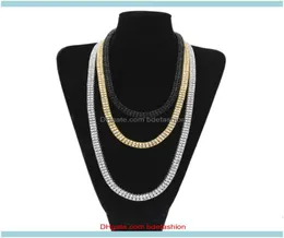 Correntes Colares Pingentes Jewelry2030inches Iced Out Bling Strass Homens 10mm 2 Row Tennis Chain Gold Sier Preto Tamanho Jóias Dr8663854