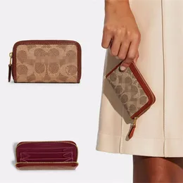 Bolsa feminina curta para moedas e cartões C6725 C6723 Pequeno zíper em torno da carteira portátil multicamadas e pulseira de duas cores