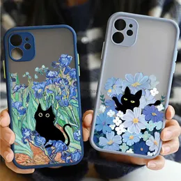 Cajas del teléfono celular Pintura al óleo retro Van-Gogh Cat Funda para teléfono para iPhone 15 13 12 11 Pro Max Mini 14 7 8 Plus SE2020 X XS XR Cubiertas duras a prueba de golpesL240105