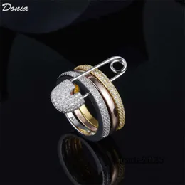 Designer Ring Donia jewelry luxury exaggerated three-copper inlaid full of zircons European and American creative gifts