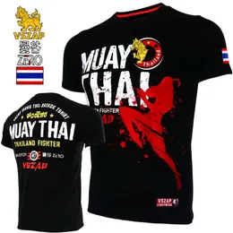 VSZAP Muay Thai Short Sleeve Fighting Fiess T-shirt MMA Sports Training Fight Running Kick