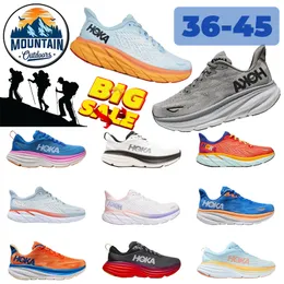 Sapatos de grife ao ar livre Hoka One Bondi 8 Running Shoes Hokas Sport Platform Sneaker Clifton 9 Homem Mulher Triplo Branco Azul Harbors Trainer Runner 36-45