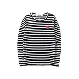 Men's and Women's Striped Sweater T-shirt Designer Play commes des garcons Embroidered Long Sleeve Pullover Love Fashion Couple Loose Short Sleeve qh